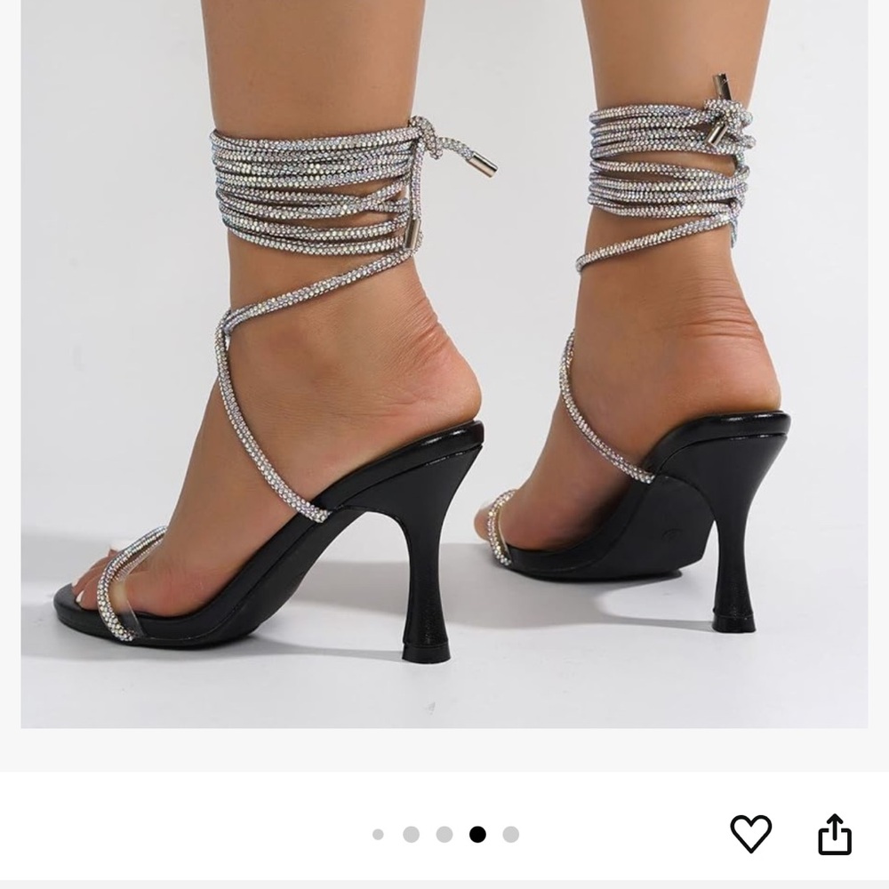 NWT Size 11 Cape Robbin Lurex Lace-up Mid Strappy Stiletto Heeled Sandals - Picture 4 of 9